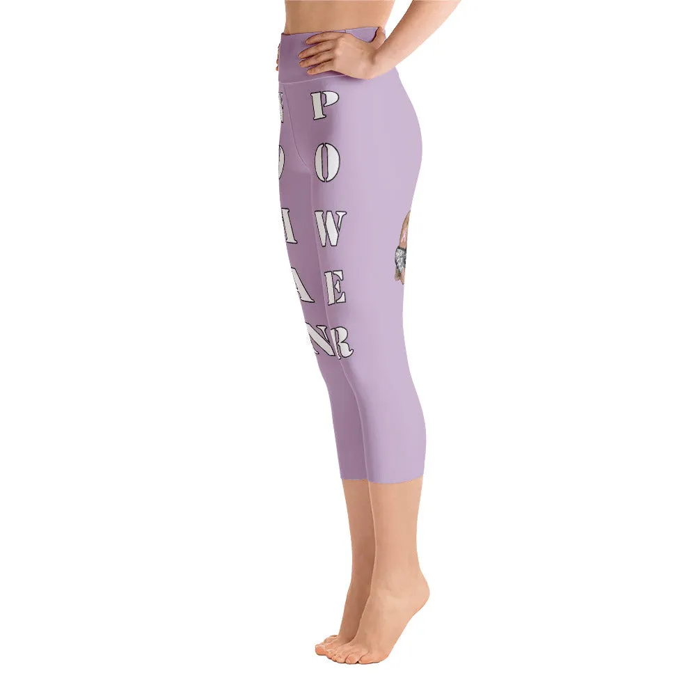 Our best viral leggings pale purple woman power white letters