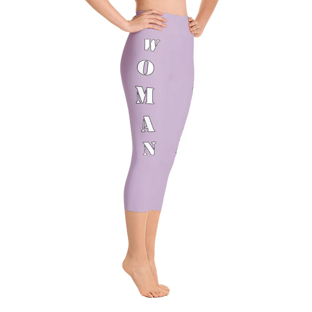 Our best viral leggings pale purple woman power white letters