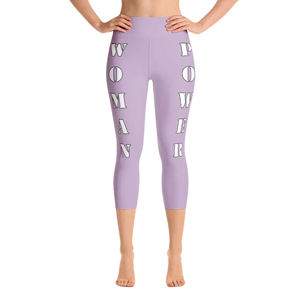 Our best viral leggings pale purple woman power white letters