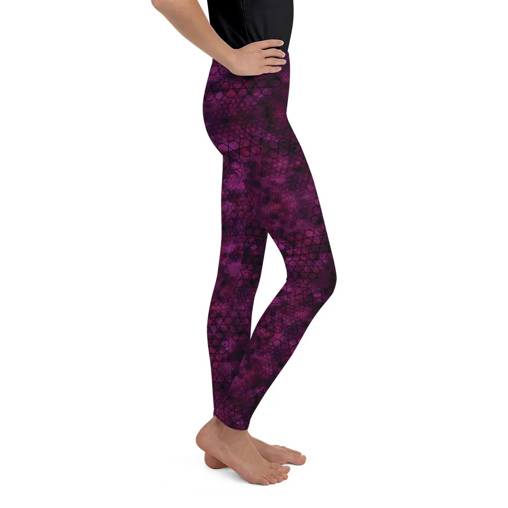 Pink Tie Dye Hex Youth Leggings,Girls and Boys Matching Family Outfits