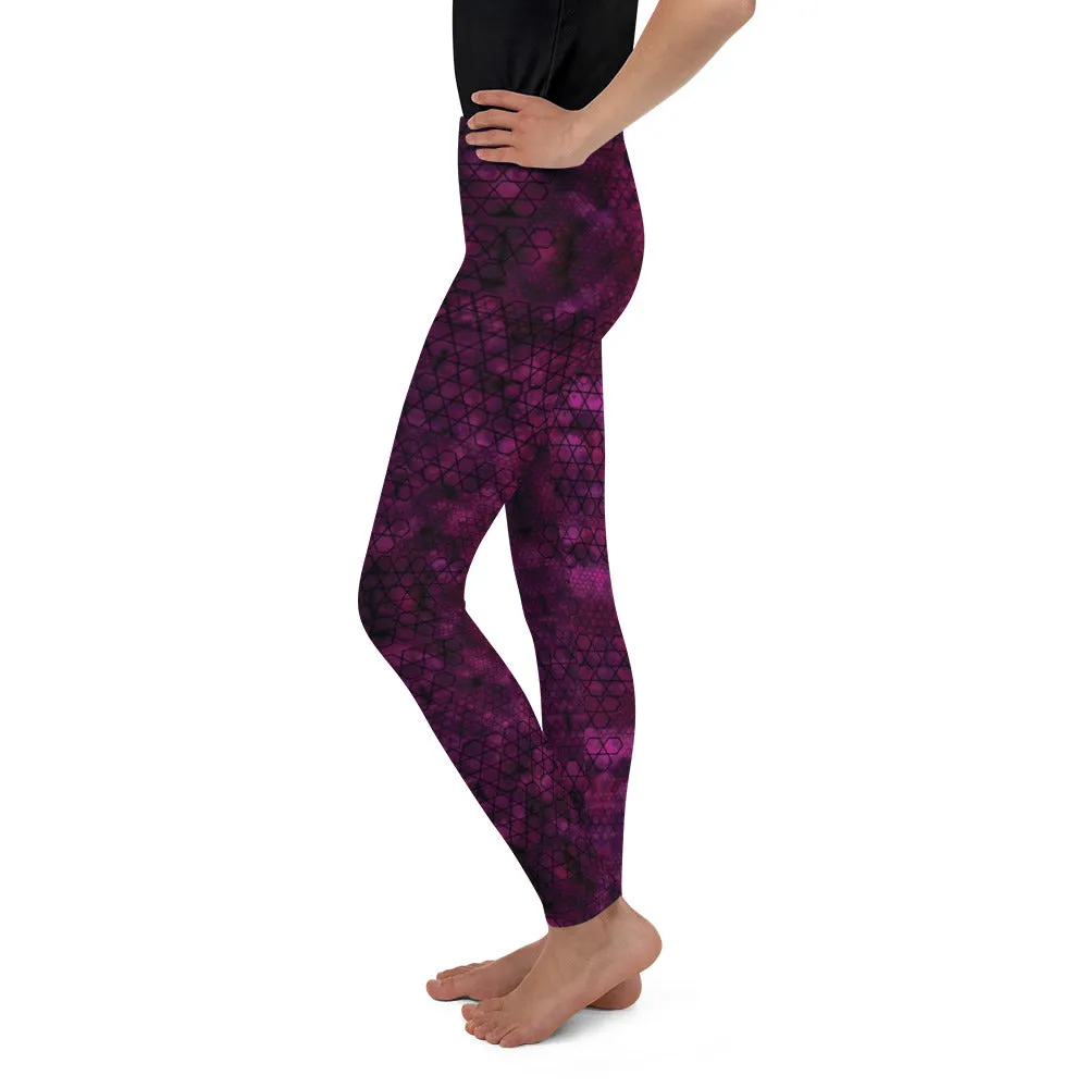 Pink Tie Dye Hex Youth Leggings,Girls and Boys Matching Family Outfits