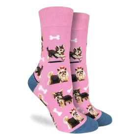 "Yorkie" Cotton Crew Socks by Good Luck Sock