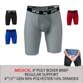 REG Support 9 Inch Boxer Briefs Polyester Black, Gray, Royal Blue & Red