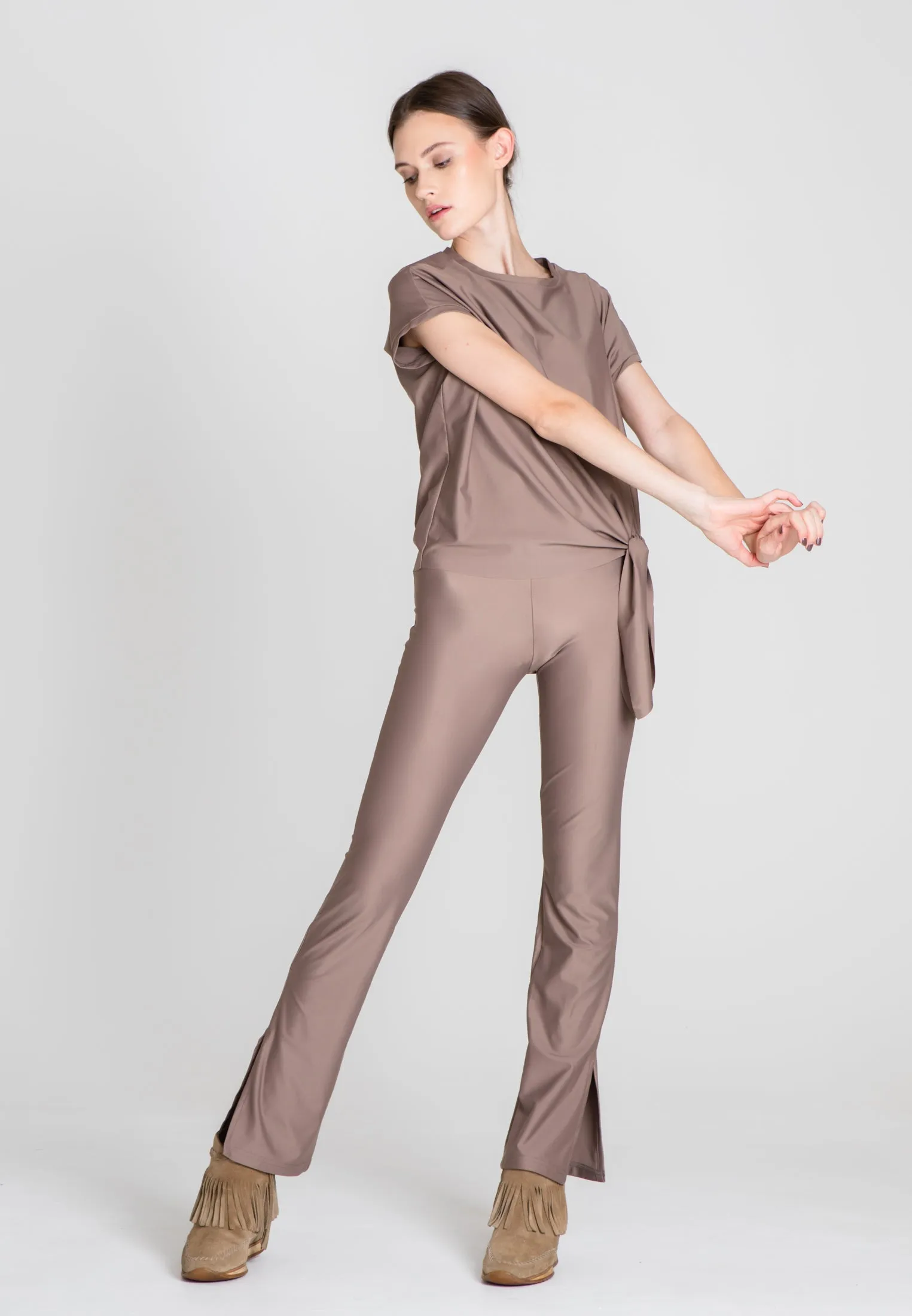 The Slit Cut Sport Pants - Warm Taupe
