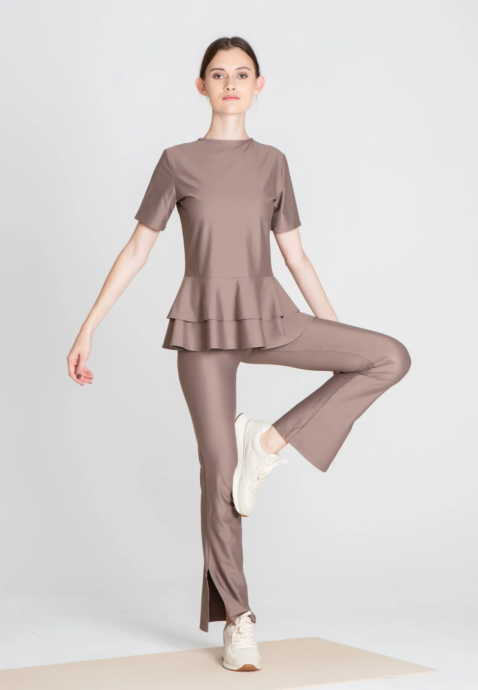 The Slit Cut Sport Pants - Warm Taupe