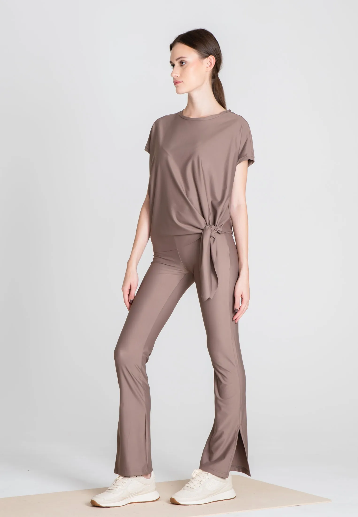The Slit Cut Sport Pants - Warm Taupe