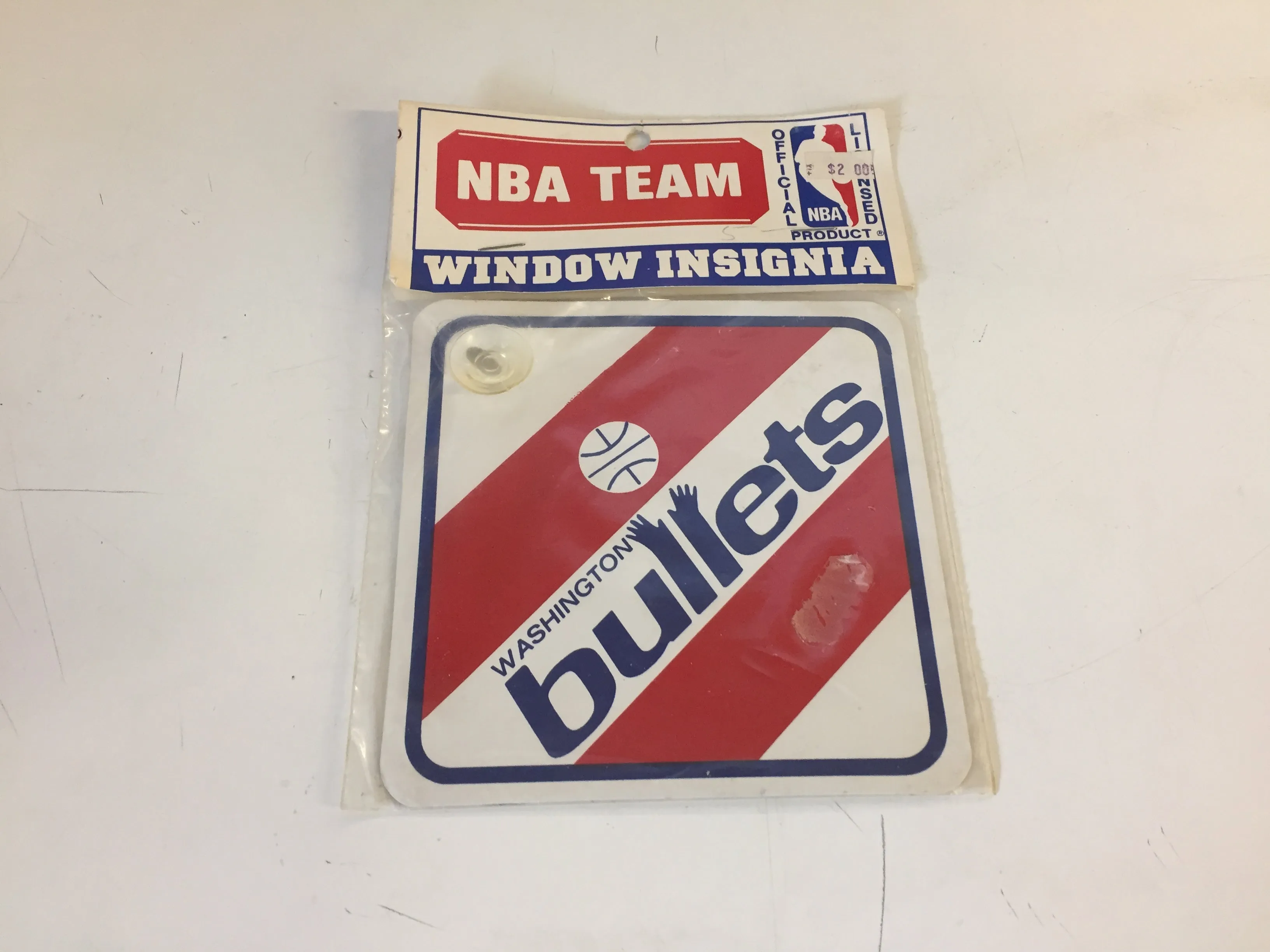 Vintage NOS 1990's Washington Bullets NBA Team Window Insignia