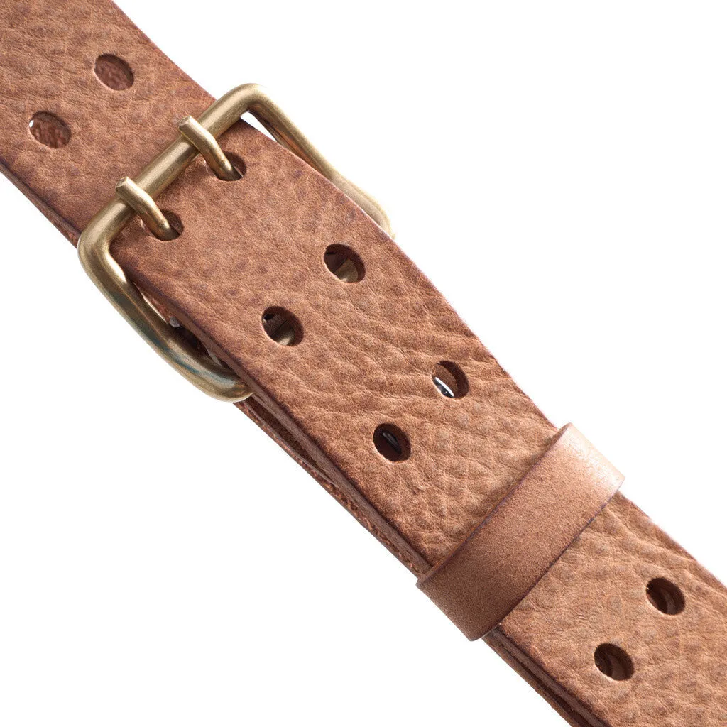 Waist narrow belt in soft leather quality / 15186 - Cognac