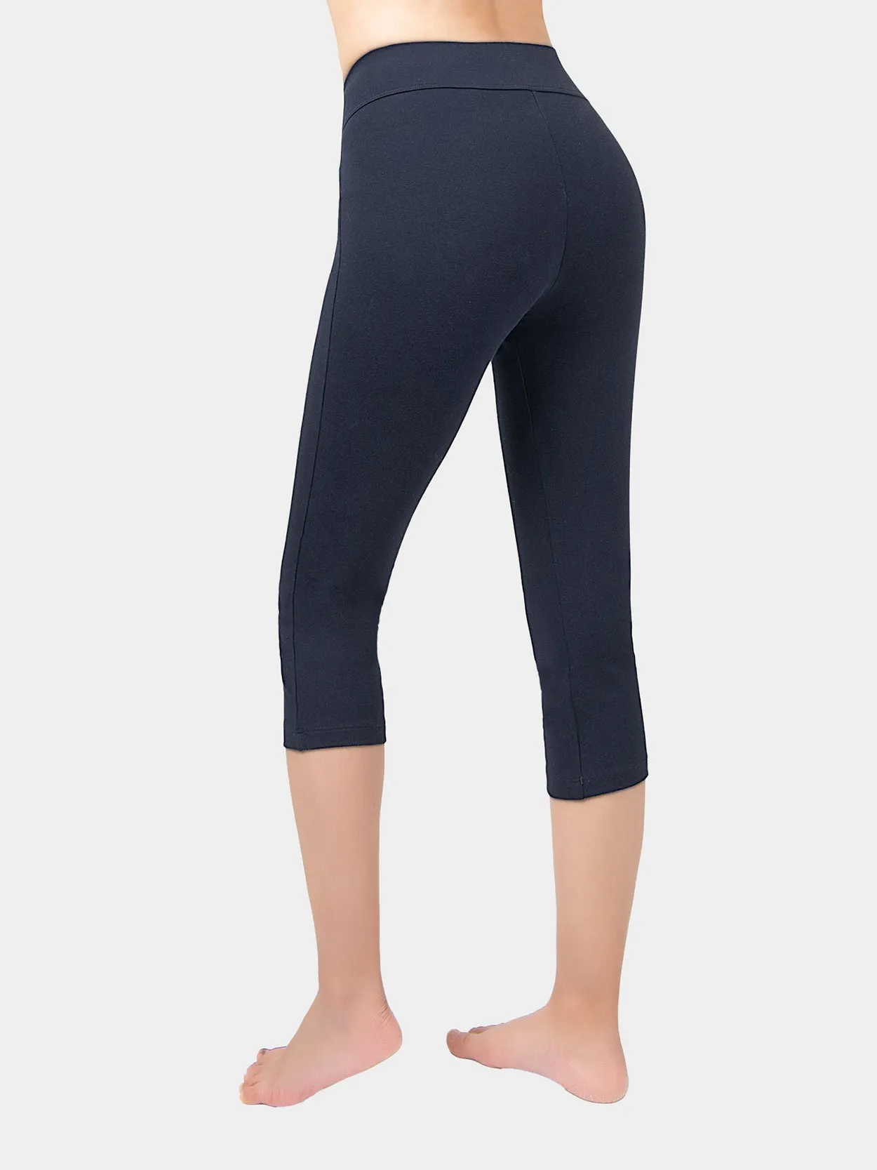 Yoga Cropped Cotton Sports Leggings Blue