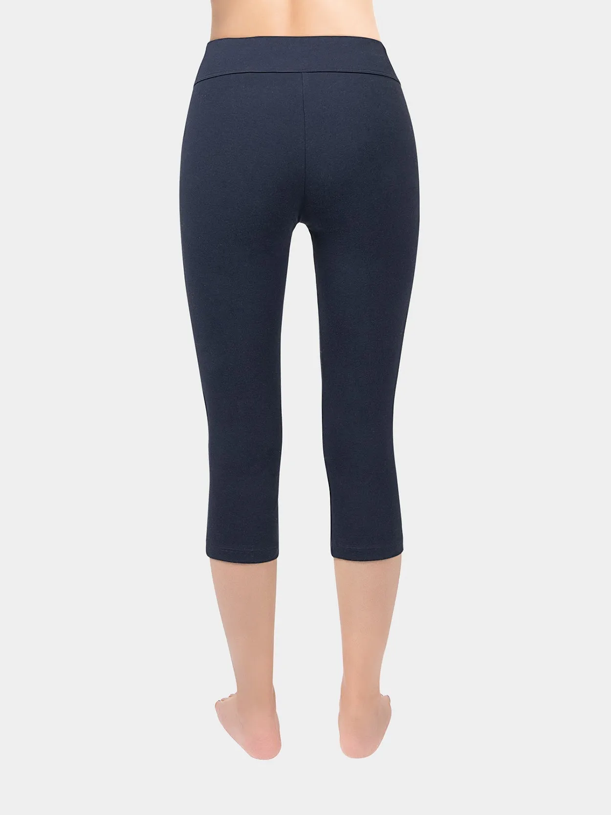 Yoga Cropped Cotton Sports Leggings Blue