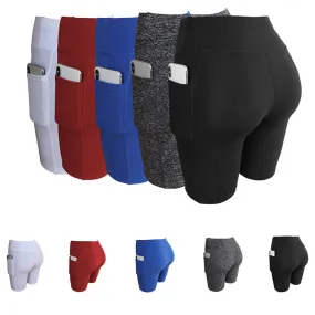 Yoga Shorts With Pocket Women Workout Shorts High Waist Sports Short Pants For Fitness Running Wear Jogging Gym Shorts For Women