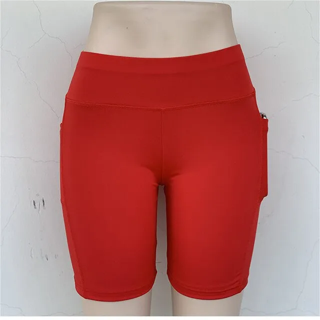 Yoga Shorts With Pocket Women Workout Shorts High Waist Sports Short Pants For Fitness Running Wear Jogging Gym Shorts For Women