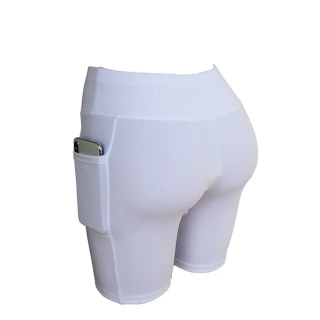 Yoga Shorts With Pocket Women Workout Shorts High Waist Sports Short Pants For Fitness Running Wear Jogging Gym Shorts For Women