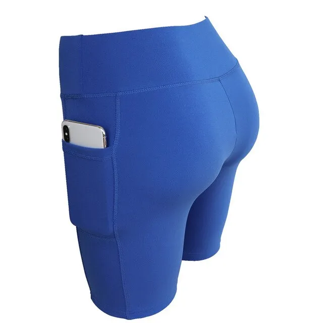 Yoga Shorts With Pocket Women Workout Shorts High Waist Sports Short Pants For Fitness Running Wear Jogging Gym Shorts For Women