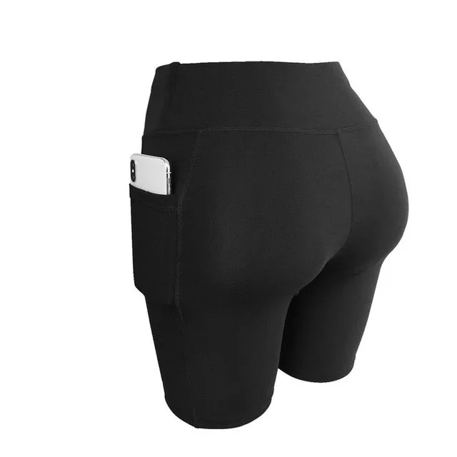 Yoga Shorts With Pocket Women Workout Shorts High Waist Sports Short Pants For Fitness Running Wear Jogging Gym Shorts For Women